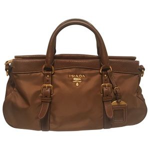 Prada Brown Nylon Tessuto Top Handle Bag